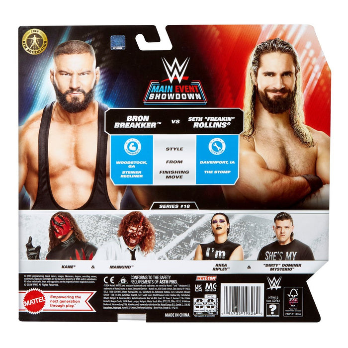 WWE Main Event Showdown Series 18 Bron Breakker vs Seth "Freakin" Rollins Action Figure 2-Pack