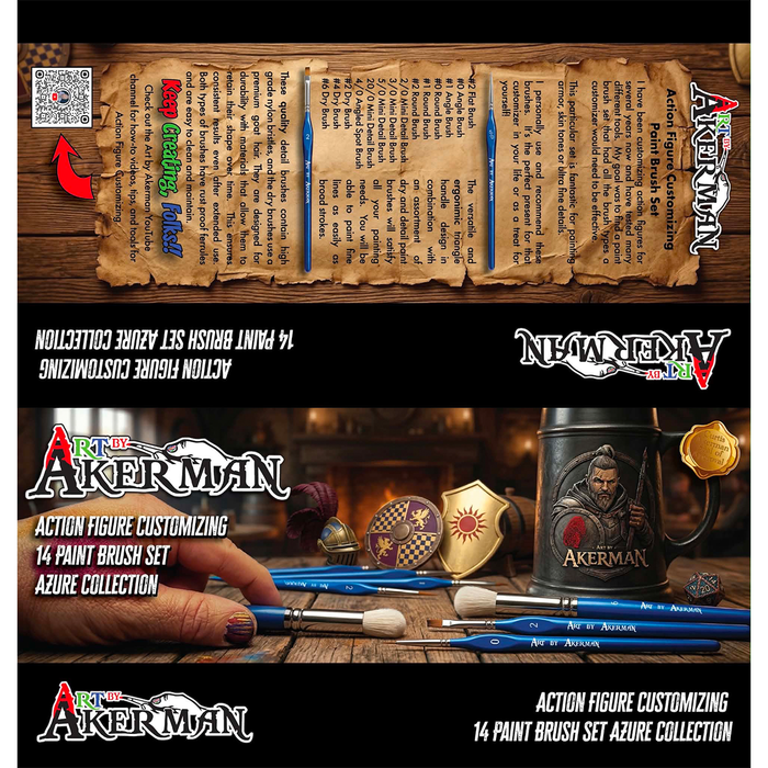 Art By Akerman Action Figure Customizing Paint Brush Set Azure Collection