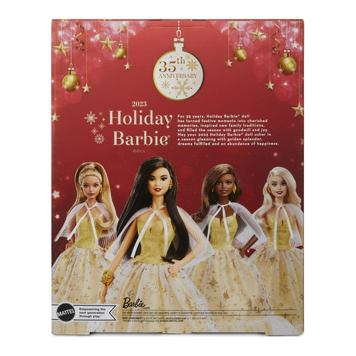 2023 Holiday Barbie (with Golden Gown and Black Hair) Doll