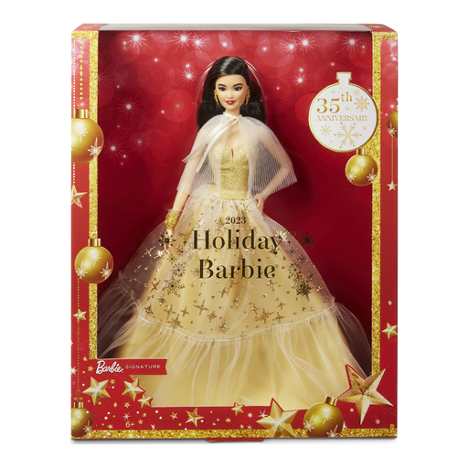 2023 Holiday Barbie (with Golden Gown and Black Hair) Doll