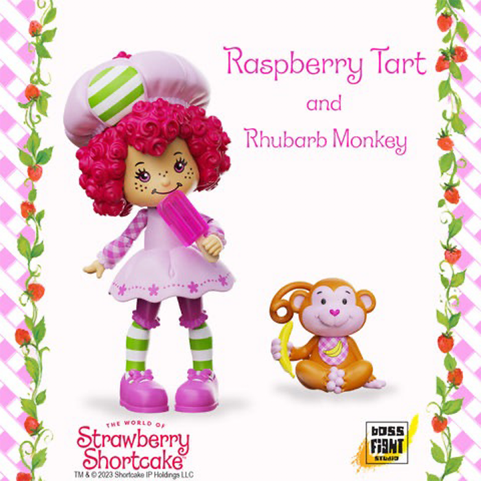 Strawberry Shortcake 6-Inch Rasberry Tart with Rhubarb Monkey Figure