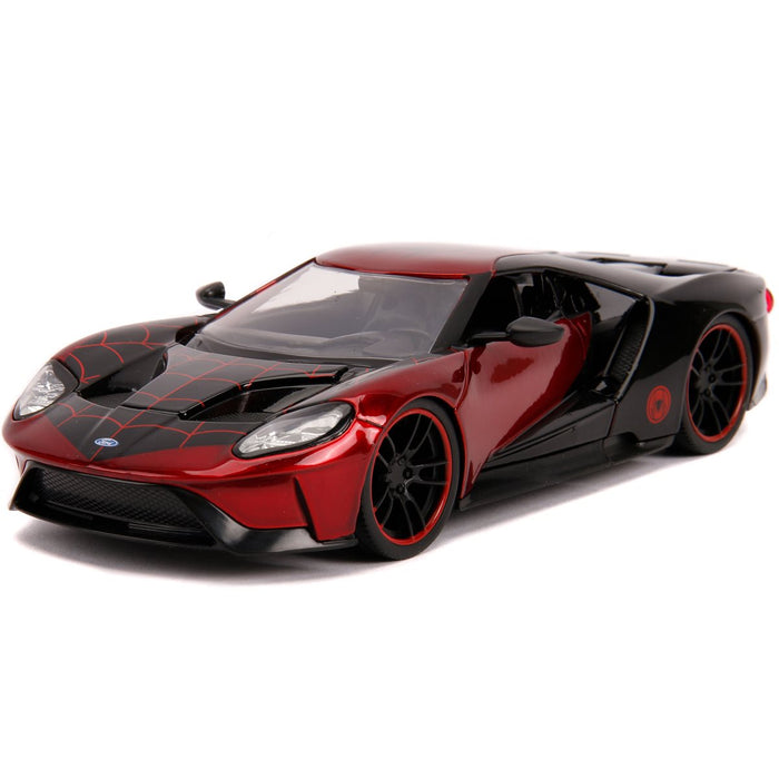 Spider-Man Miles Morales Hollywood Rides 2017 Ford GT 1:24 Scale Die-Cast Metal Vehicle with Figure