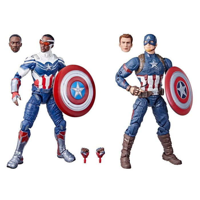 Marvel Legends Avengers Captain America (Sam Wilson) & Captain America (Steve Rogers) 6-Inch Action Figures 2-Pack
