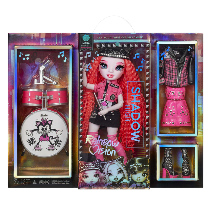 Rainbow Vision Shadow High - Mara Pinkett (Neon Pink) Fashion Doll & Rock Band Accessories Playset